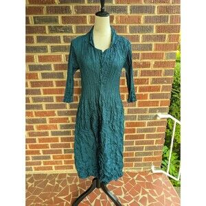 Alquema Nehru Coat Midi Dress- Steel Blue-Size 1 (Sm/Med)